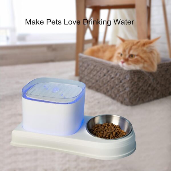 Cat Fountain Cat Water Fountain and Food Bowl 3l/Utomatic Pet Fountain Dog Water Dispenser Cat Water Fountain Quiet Pump and 3 pcs Filter Waterproof matLED Light for ，Cat Feeding and Watering Supplies - Image 6