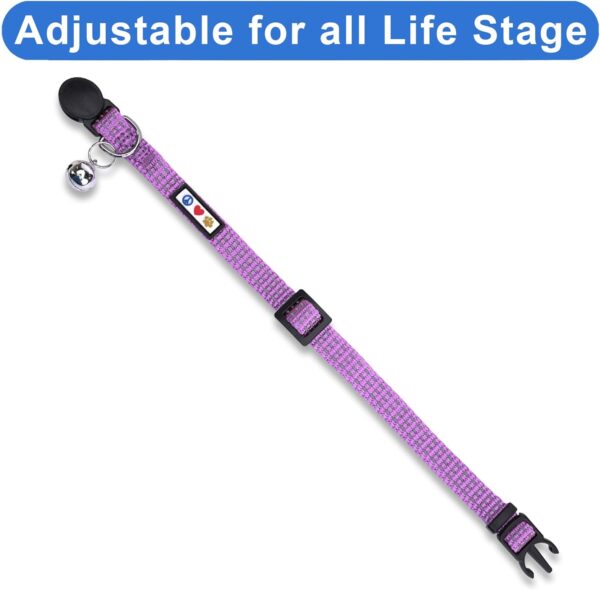 Pawtitas Reflective Cat Collar with Safety Buckle and Removable Bell Cat Collar Kitten Collar Purple Orchid Cat Collar - Image 5