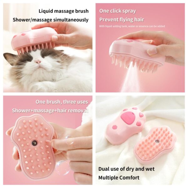 Cat Steam Brush, 3 In 1 Cat Steamy Brush, New Upgrades Silicone Self-Cleaning Spray Cat Brush For Shedding, Pet Steam Brush, Dog Steam Brush, Pet Hair Cleaning Brush For Cat Dog - Image 2