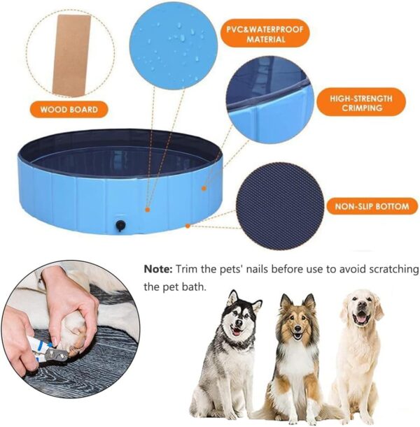 Dog Pool Puppy Foldable Dog Pool pet Pool Dog Swimming Pool Portable Suitable for Indoor and Outdoor use (32x8in) - Image 5