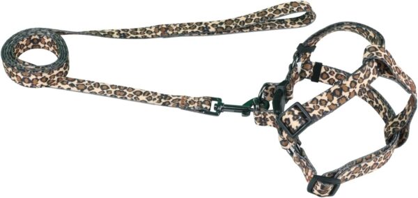 Leopard Pattern Basic Dog Halter Harness Leash Set, No Pull, Easy Wear for Medium Dogs.(M, Leopard Set) - Image 3