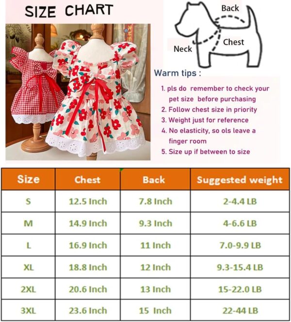 ANIAC Floral Dog Dress with D-Ring Dog Dresses for Small Dogs Girl Bow Cat Dress for Cat only Dog Outfit Summer Puppy Clothes for Chihuahua Yorkie dachshund Pomeranian (Small, Floral) - Image 5