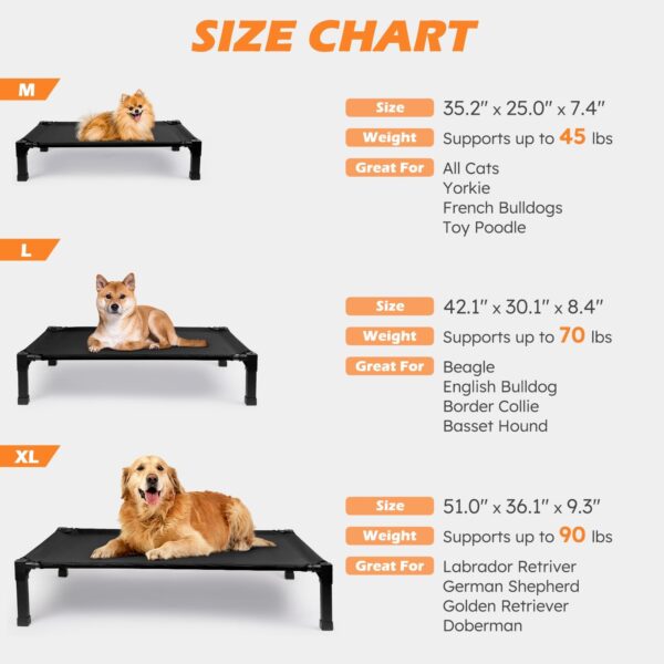 Cooling Elevated Dog Bed, Raised Dog Bed with Washable Breathable Mesh and Metal Frame, Portable Dog Cot Bed with No-Slip Feet for Outdoor and Indoor Use - Image 2