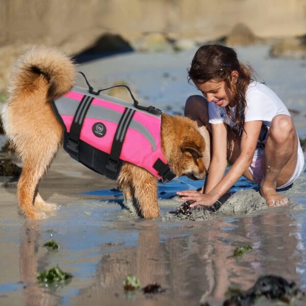 EMUST Life Jacket for Large Dogs, Dog Life Vest for Small/Medium/Large Dogs with Double Rescue Handles, High Reflective Dog Life Preserver for Swimming,Pink, L - Image 6