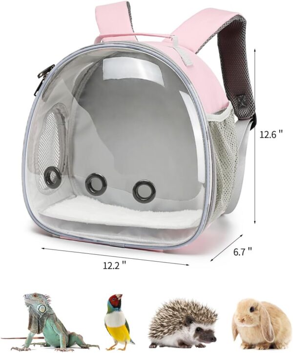 Small Animal Carrier Backpack Space Capsule Bubble Window Carrier Backpack for Lizard Guinea Pig (Pink) - Image 3