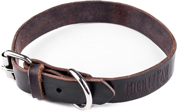 Mighty Paw Leather Dog Collar - Distressed Genuine Material - Strong Metal Buckle - Ultimate Comfort - Soft Dog Collar for All Dog Breeds - Leather Pet Collar - Heavy Duty Dog Collar - Small (Brown)