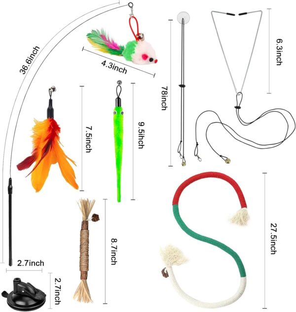 Interactive Cat Toys with Silvervine Cat Chew Toy Sets - Cat Toy for Indoor Cats Suction Cup Cat Wand Toy with Rope Cat Toys Door Hanging Kitten Toys, Detachable Feather/String/Mouse/Worm Cat Toys ﻿ - Image 6