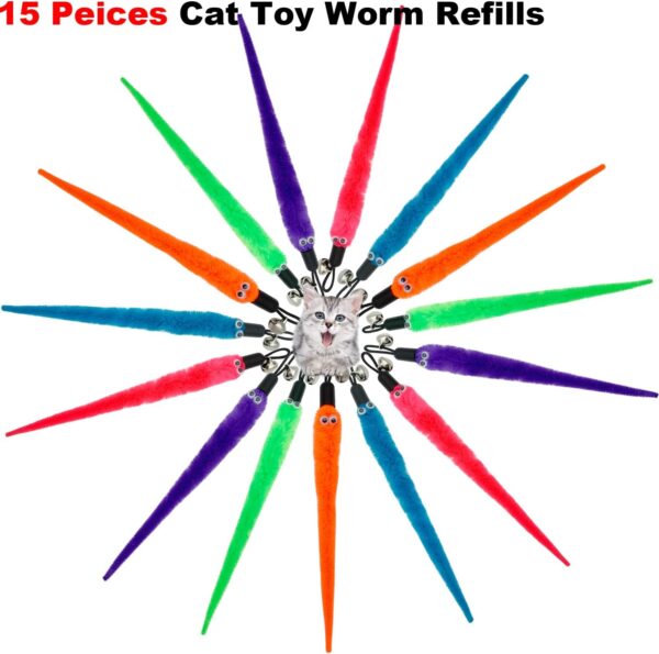 Cat Worm Toy Refills Cat Wand Attachments, 15 PCS Worms Cat Toy Refill, Cat Wand Replacement Worms for Cat Toys - Image 6