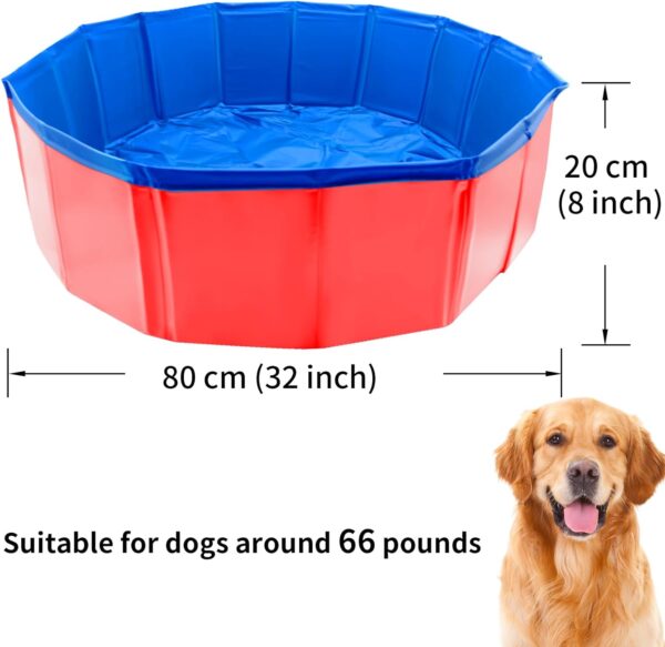 Portable Plastic Pool for Dogs, Dog Pool, 32 x 8 inch Foldable Pet Pool, Portable PVC Pet Paddling Bath Tub Dog Pools for Dogs Pet Swimming Pool Collapsible Pet Pool for Dogs Cat (Red, 32" x 8") - Image 4