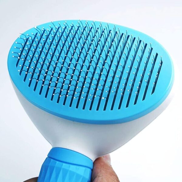 Dog Brush Cat Brush Grooming Comb,Self Cleaning Cat Dog Slicker Brushes with Smooth handle,Pet Grooming Tool with Cleaning Button for Cat Dog Shedding Tools Cat Dog Massage Clean Tangled Brush (blue) - Image 2