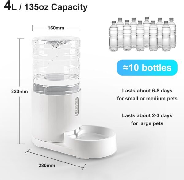 CZPET 4L Pet Water Dispenser Without Electricity Unplugged Automatic Water Bowl Dispenser Gravity Water Dispenser for Cats Water Self Feeder Dog Fountain Dogs Bowl Bottles for Kitten Puppy - Image 3