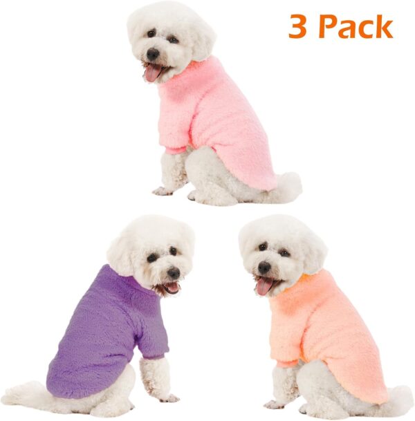 Dog Sweater, 3 Pack Dog Sweaters for Small Dogs, Dog Clothes for Small Dogs Girl Boy, Ultra Soft and Warm Puppy Sweater Dog Coat for Winter Christmas (Small, Pink+Purple+Peach) - Image 3