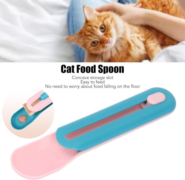 Lickable Cat Treats Spoon, Cat Wet Treats Dispense Spoon, Cat Food Spoon Feeding Spoon, Practical Cat Snack Spoon for Pet Feeding Watering Supplies(Pink Spoon with Blue Handle) - Image 3