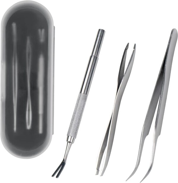 Tick Remover Kit - Stainless Steel Tick Removal for Humans and Pets - Tick Tweezers for Safe and Complete Removal of Big and Small Ticks for Cats and Dogs - Removal Kit with Storage Pouch