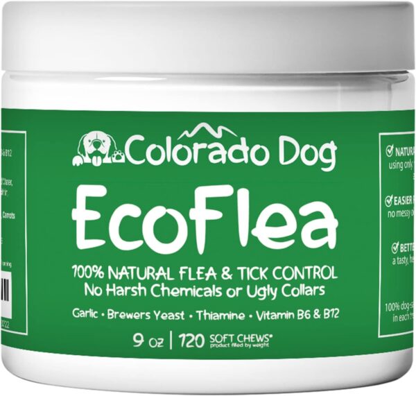 by ColoradoDog - all Natural Chewable Dog Treats for Flea and Tick Treatment and Prevention - 120 Count - no Chemicals, no Mess, no Collars