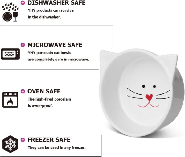 Y YHY Raised Cat Food Bowls,Pet Bowls with Stand,Ceramic Cat Dog Bowls Elevated,Cute Cat Dishes,12 Ounces,Dishwasher Safe - Image 5