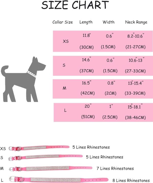 Bling Dog Collars for Small Dogs, Rhinestone Pet Collars, Pink Diamond Puppy Collar for XXS XS Small Medium Large Female Dogs Girl Cats - Image 2