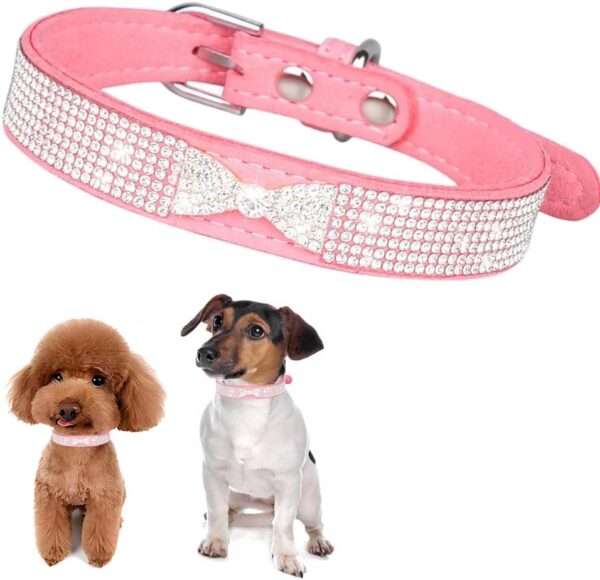 Bling Dog Collars for Small Dogs, Rhinestone Pet Collars, Pink Diamond Puppy Collar for XXS XS Small Medium Large Female Dogs Girl Cats