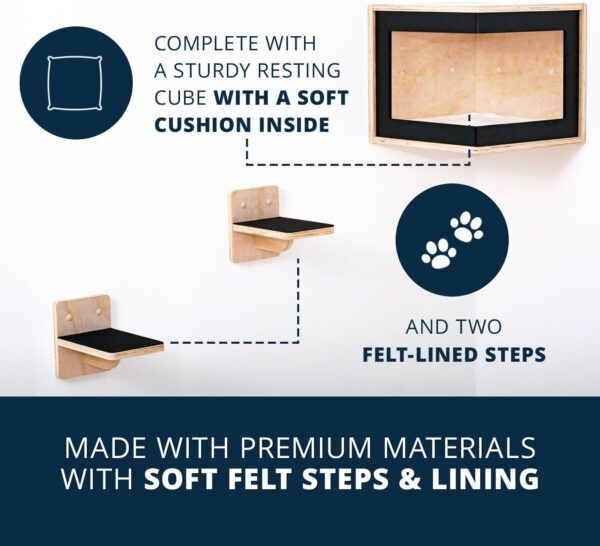 Cat Wall Furniture with Steps, Cat Wall Shelves, Cat Wall-Mounted Furniture Set, Floating Cat Shelves and Perches for Climbing - Image 2