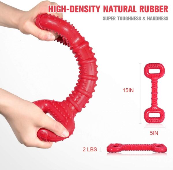 Dog Toys for Aggressive Chewers Large Breed 15 inch Interactive Dog Toy Large Long lasting Dog Toys with Convex Design Natural Rubber Tug-of-war Toy for Medium Large Dogs Tooth Clean(Red) - Image 4