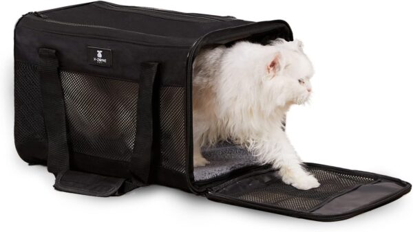 X-ZONE PET Cat Carrier Dog Carrying Case for Pets Up to 15 Lbs, Airline Approved Travel Puppy Bag, with Removable Fleece Pad 17x11x11 Inches Black