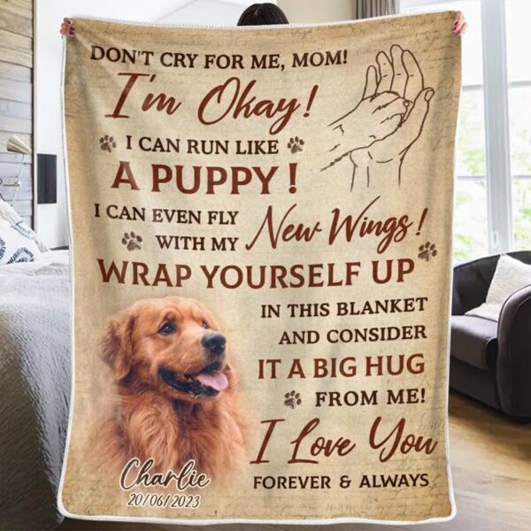 Pawfect House Don't Cry for Me, Personalized Photo Christmas Blankets and Throws, Christmas Dog Memorial Gifts for Loss of Dog, Sympathy Gift for Dog Lovers, Pet Loss Gifts, Dog Bereavement Gifts