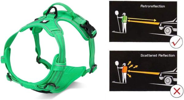 Truelove Soft Front Dog Harness .Reflective No Pull Harness with Handle and 2 Leash Attachments Grass Green - Image 3