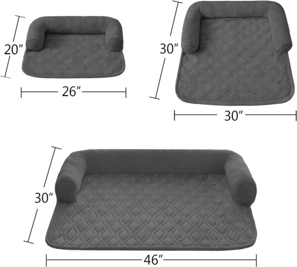 Ameritex Pet Dog Bed Coral Fleece Furniture Cover with Anti-slip Back Suitable for Bed and Sofa Super Soft (Large-46 x30, Grey) - Image 2