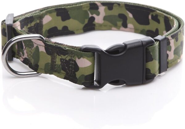 TAIDA Dog Collar, Nylon Camouflage Adjustable Collar, 1 Inch Wide, for Large Medium Dog (Green)