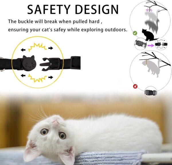 Airtag Cat Collar Breakaway, Safety Kitten Collar with Apple Airtag Holder,Cute GPS Cat Collar with Bell[Black], Lightweigh Tracker Cat Collars for Girl Boy Cats, Kittens and Puppies - Image 2