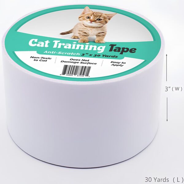 ELK Anti Cat Scratch Tape - Cat Training Tape - 100% Transparent Clear Double Sided Scratch Deterrent Furniture Protector for Couch, Carpet, Doors, Pet & Kid Safe - 3" x 30 Yards - Image 3