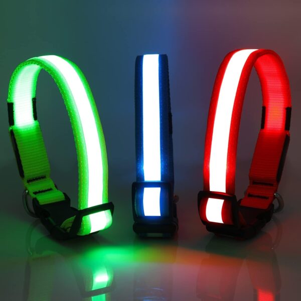 Light Up Dog Collars DQGHQME Led Dog Collar USB Rechargeable Safety Lighted Dog Collar for Small Medium Large Dogs，Flashing Lights for Dog Walking at Night Glow in The Dark Camping Dog Collars. - Image 2