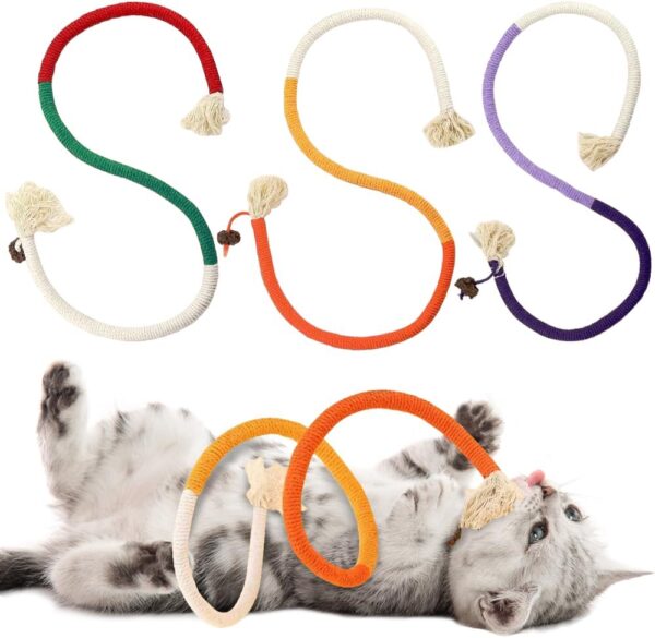 PAZ'S GIFT Cat chew Toy Cat Toys Cat Kick Toys, Cat Rope Toys for Indoor Cat Interaction Cat and Kitten Teething Chew Toys for Aggressive Chewing Teeth Cleaning Cat Dental Toys 3 Pack