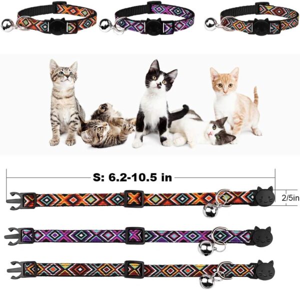 3 PCS Cat Collars with Bell Breakaway Geometric Pattern Adjustable Safety Kitten Collars for Kitty Collars（S） - Image 3