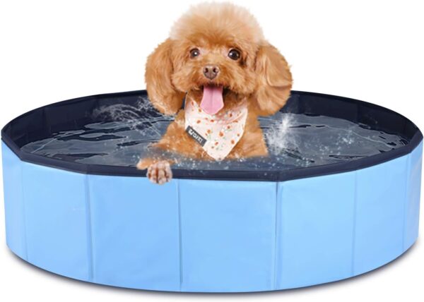 MorTime Foldable Dog Pool Portable Pet Bath Tub Large Indoor & Outdoor Collapsible Bathing Tub for Dogs and Cats (S, 31" x 8")