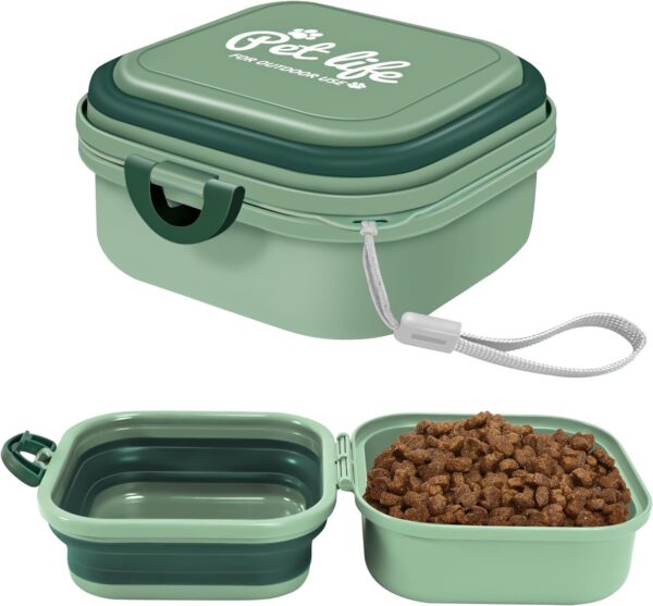 Collapsible Dog Water Bowl, Portable Dog Bowl for Traveling, 2-in-1 Pet Food and Water Feeder - Travel Dog Bowls with Lid for Walking, Traveling, Camping and Hiking