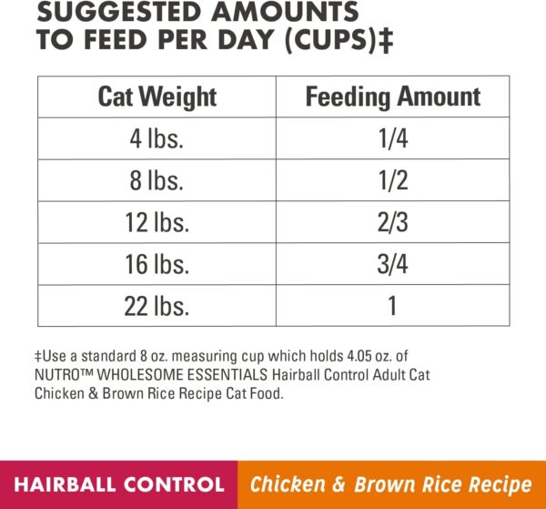 NUTRO WHOLESOME ESSENTIALS Adult Hairball Control Natural Dry Cat Food Farm-Raised Chicken & Brown Rice Recipe, 14 lb. Bag - Image 6