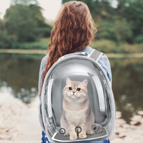 Pet Backpack Carrier with Harness Backpack with Bubble Clear Front for Cats, Small Dogs, Bunnies etc with Harness Included, Pet Carrier for Traveling, Walking, Hiking and Outdoor Activities - Image 2