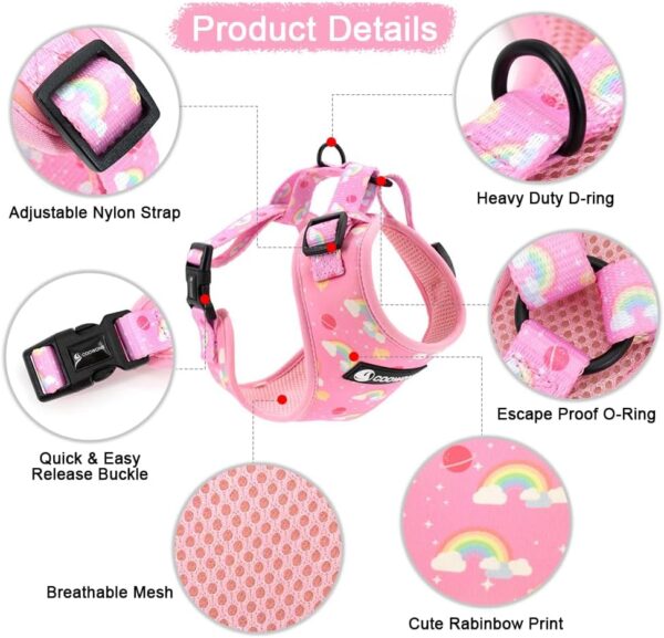 Dog Cat Harness and Leash Set, Puppia Soft Mesh Padded and Adjustable Puppy Vest Cute Dog Clothes Escape Proof Easy Walk Dog Accessories - Image 2