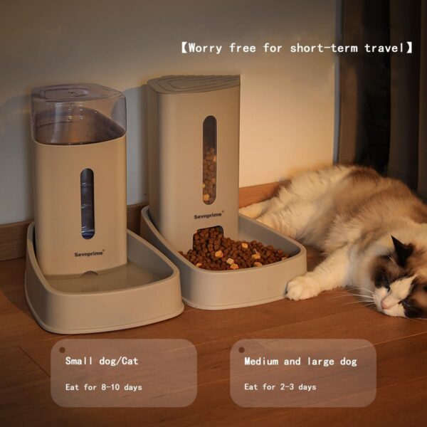 2PCS Cat Dog Feeder and Waterer Self-Dispensing Gray 3.8L Pets Automatic Feeder and Waterer Dispensing Set 12.8in x 7.87in x 12.2in Feeder and Water Bowl for Small Medium Pets - Image 7