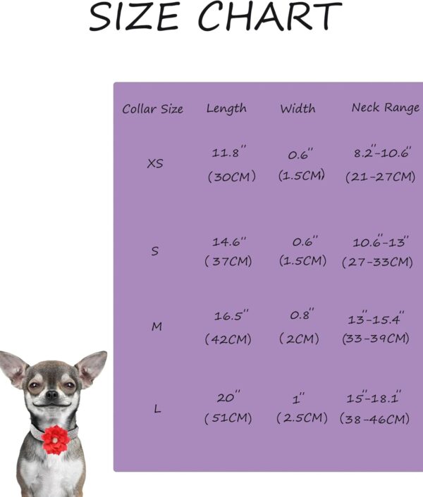 Rhinestone Dog Collar for Small Medium Dogs Pink XS Dog Collar for Girl Female Dogs Flower Puppy Collar for Summer Spring Wedding Puppy Necklace Girl Dog Collar (Pink, XS) - Image 6