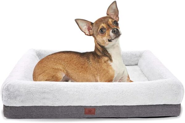 Orthopedic Dog Beds for Large Sized Dogs, Waterproof Dog Bed, Bolster Sides Dog Sofa Bed with Removable Washable Cover & Non-Skid Bottom, Egg Foam Big Dog Couch for Pet Sleeping, Gray Pet Bed