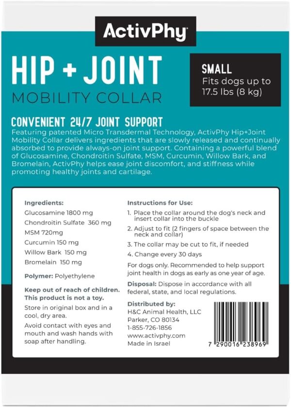 Hip + Joint Mobility Collar for Dogs with Glucosamine, Chondroitin, MSM, and More | Convenient & Easy | 30 Days of Continuous Support | Water Resistant (Small) - Image 2