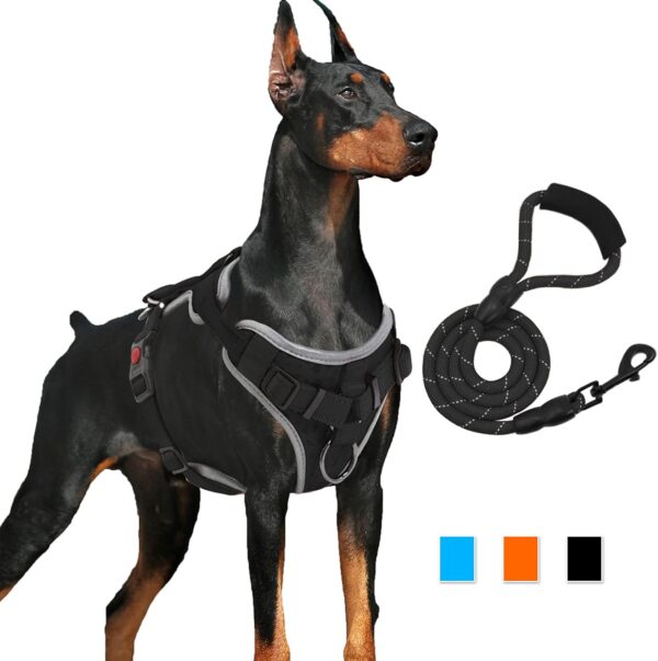 Supet Dog Harness No Pull, Dog Vest Harness with Free Dog Leash, No Choke Dog Harness Adjustable Reflective Heavy Duty Pet Harness with Easy Control Handle for Small Medium Large Dog