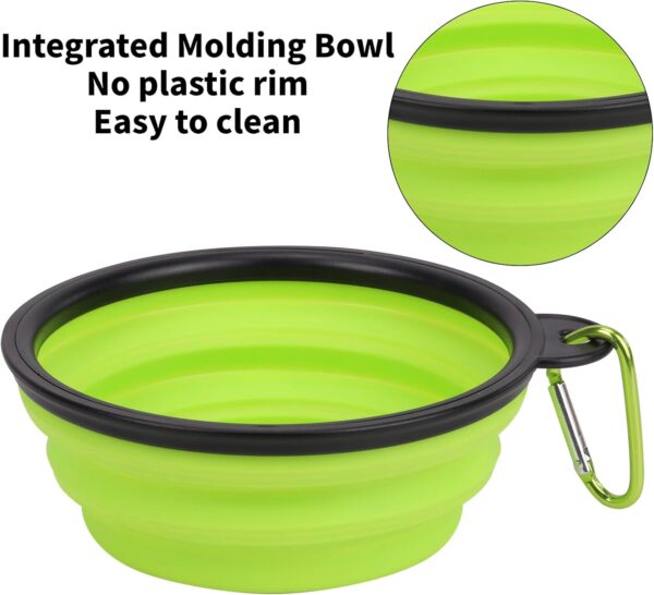 Collapsible Pet Bowls 5 Pack for Cats Dogs Outdoors Portable Feeding Watering Bowls for Traveling Hiking Walking Foldable Dishes with Carabiner (Red Pink Blue Green Yellow) - Image 2