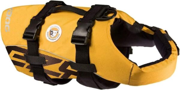 Ezydog DFD Dog Life Jacket - Adjustable Swimming Safety Vest with Reflective Trim & Durable Grab Handle - 50% More Flotation Material - Medium, Yellow