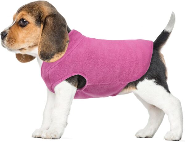 FUAMEY Dog Fleece Vest,Warm Sweatshirt Puppy Stretchy Sweater Pullover Dog Turtleneck Coat Dog Winter Jacket with Leash Hole, Dachshund Sweaters Yorkie Clothes for Small Medium Large Dogs Pink XS