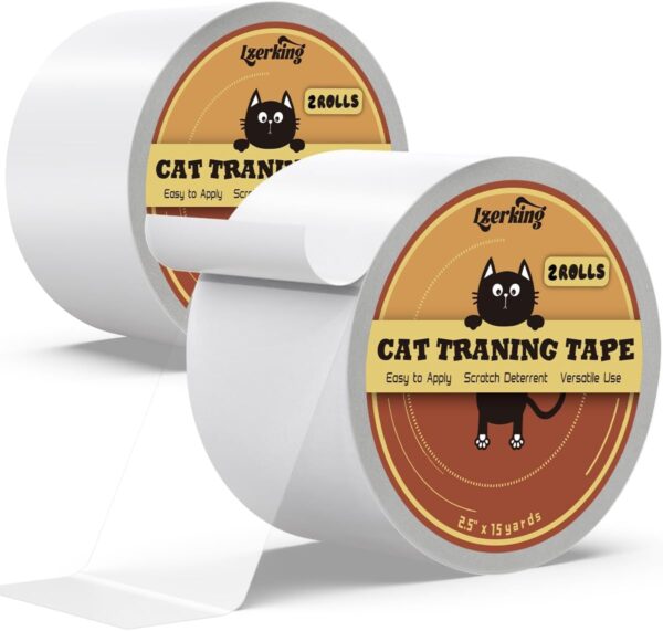 Cat Scratch Tape 2 Rolls Cat Furniture Protector Tape Clear Double Sided Tape Cat Repellent Tape for Effective Scratch Control 2.5in×15 Yards