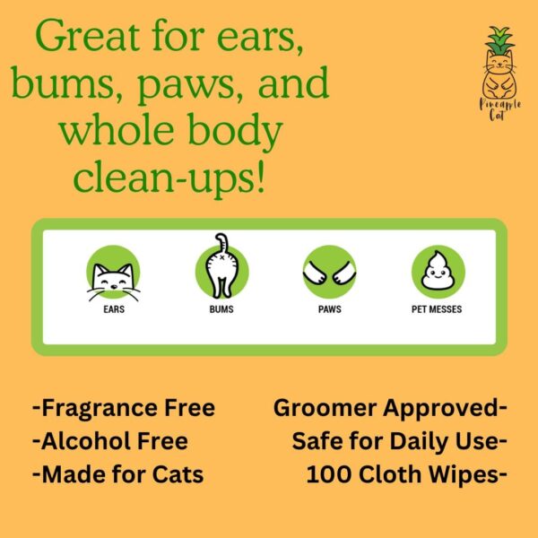 Grooming Wipes - Gentle Cat Cleaning Wipes - Hygienic Grooming Tool for Cats Ears, Paws, Bum, and Fur - Image 3