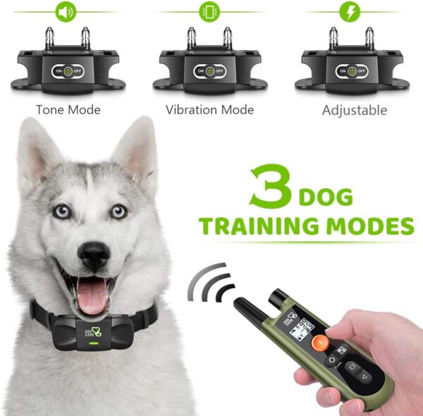 DOG CARE Dog Training Collar Dog Training Collar with Remote, 3 Modes, Rechargeable Rainproof Dog Training Collar for Small Medium Large Dogs, 1800ft Remote Range, Safe & Humane e-Collar, Green - Image 3